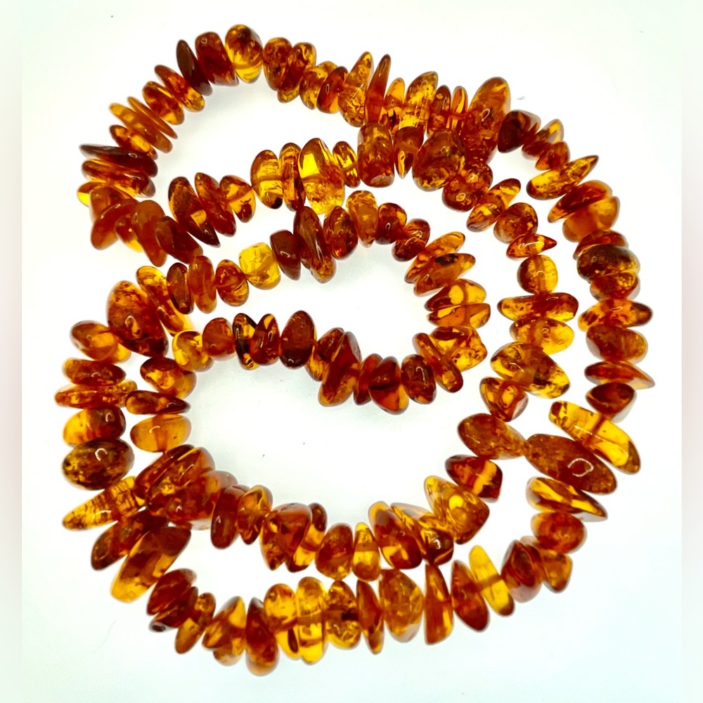 Vintage Amber Necklace Natural Long Honey Color Beaded Beautiful Versatile